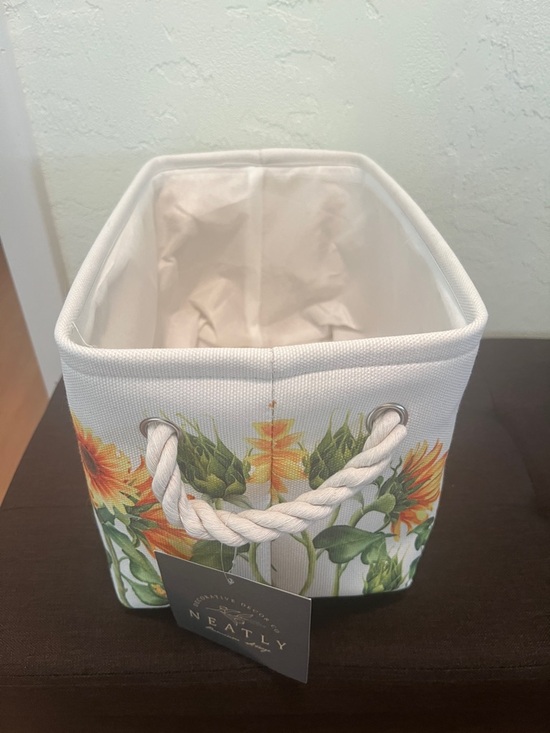 DECORATIVE DECOR CO. NEATLY Other - #1761*”13X8” Home Sunflower Basket Storage Bin Decor/ Magazine/Book Keeps.